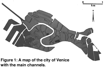 Figure 1: Map of Venice with the main channels