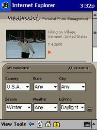 Figure 2: Mobile MediAssist photo management application.