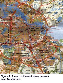 A map of the motorway network near Amsterdam.