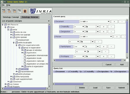 Figure 1: CORESE semantic search engine interface.