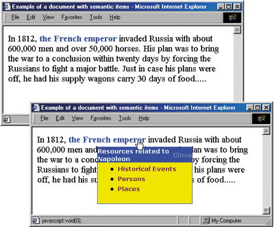 Figure 2: Document with an activated semantic item. 