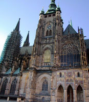 Figure 1: The St.Vitus cathedral in Prague Castle, Prague, Czech Republic. The Last Judgement mosaic is situated above the three arcades on the right.