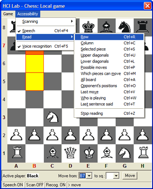 Figure 2: The alternative modalities and accessibility options offered in the configuration menu.