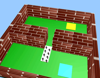 Figure 3: A flock of sheep moving inside a deformable rectangle. The deformable rectangle can easily get through the hole (by getting longer) and the sheep will stay inside it.