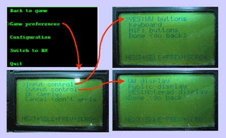 Figure 2: The game input/output style configuration dialogue. Once the 'Back to game' option is chosen, Voyager will try to activate the preferred pair of input and output control styles.