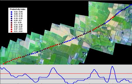 Vegetation (Productivity) Index and Video Images of a Land Area.