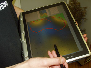 Figure 1: PlaySOM playlist selection by trajectory on a tablet PC.